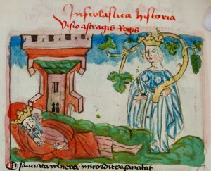 Konsistorialbibliothek (kept in the Stadtarchiv) - WD 107, fol. 9v - 15th century (middle)