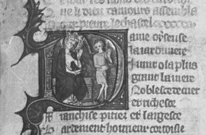 Guillaume de Lorris and Jean de Meun p.75r - 1348