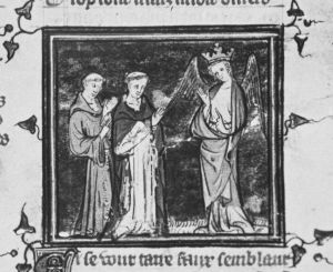 Guillaume de Lorris and Jean de Meun p.80r - 1348