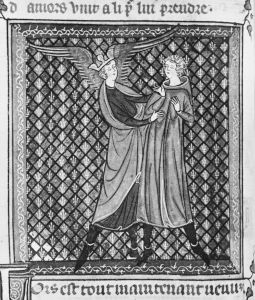 Guillaume de Lorris and Jean de Meun p.17v - 1320