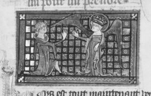 Guillaume de Lorris and Jean de Meun p.18r - 1340