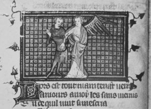 Guillaume de Lorris and Jean de Meun p.14v - 1348