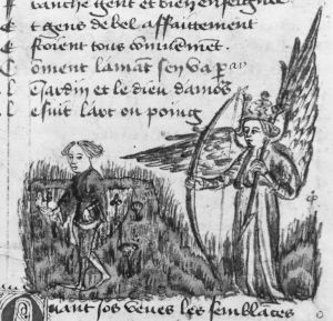 Guillaume de Lorris and Jean de Meun p.11v - 1450